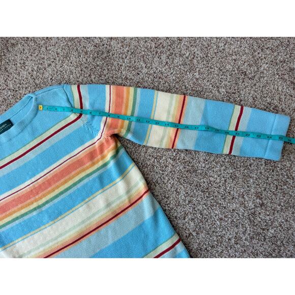 LAUREN, RALPH LAUREN Women's 100% Cotton Sweater, Size Lg; Colorful Stripes - Picture 6 of 11